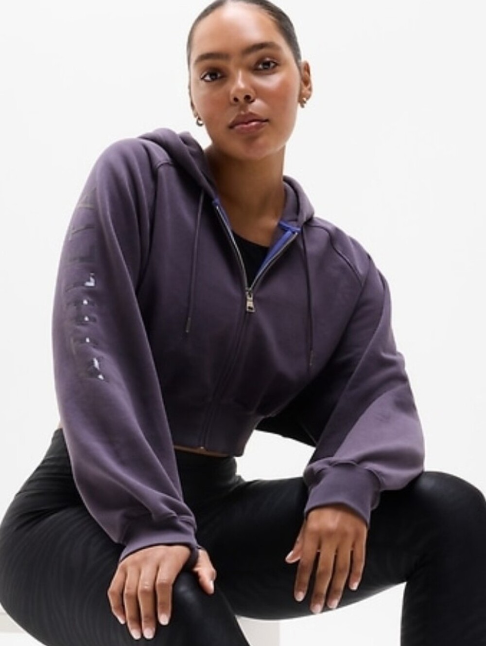 Athleta x Simone Biles Forever Fleece Crop Full Zip Hoodie  Twilight  Small NWT